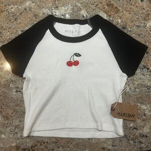 Harlow Cherry Graphic Raglan Baby Tee